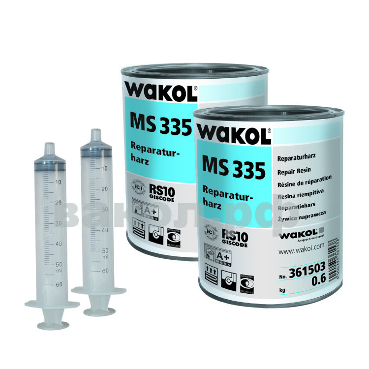 WAKOL MS 335 смола для устранения пустот в паркете 0,6 кг+шприц